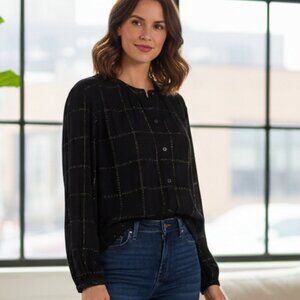 Rails Eloise Coal Tinsel Blouse - Size Large